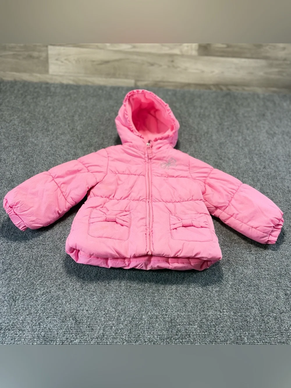Protection System Girl Size 24M Pink Full Zip Puff Hooded jacket